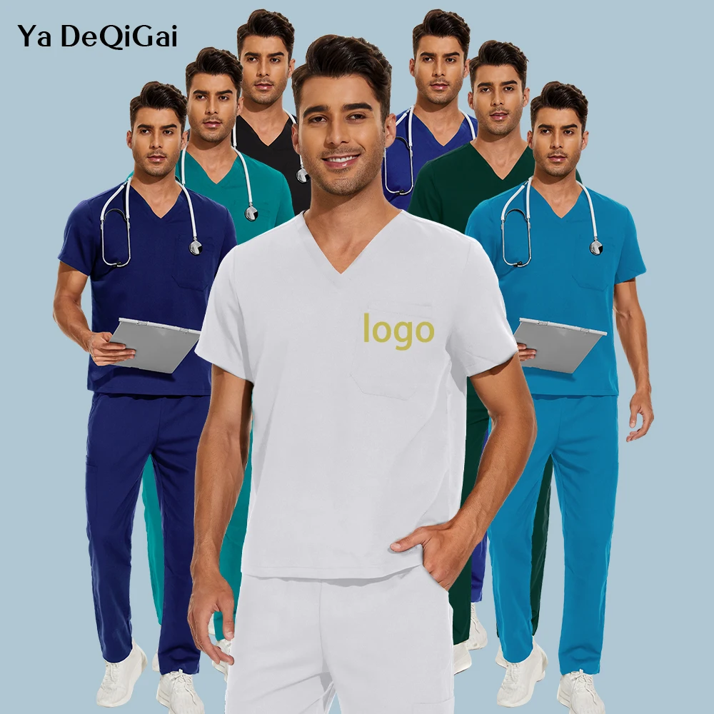 Uomo donna infermieristica Stretch salone di bellezza abbigliamento da lavoro uniformi chirurgiche mediche accessori per infermiere medico per animali domestici personalizzati