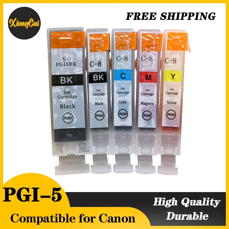 5pcs Compatible Ink Cartridges PGI-5 CLI-8 PGI5 CLI8 for Canon PIXMA iP4200 iP4300 iP4500 MP500 iP5200  MP530 MP600 MP610 MP800