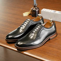 Zapatos de vestir Desai para hombre, zapatos formales italianos de cuero genuino Oxfords para fiesta de hombre, regalos de boda clásicos negros con aumento de altura