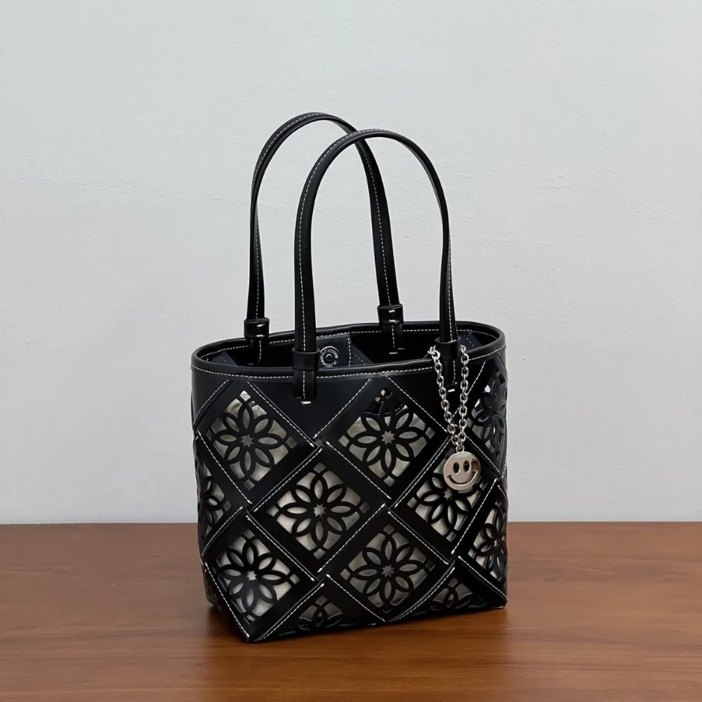Leather Hollow Window Grilles Handbag New Niche Design Cowhide Mother and Child Bag Large Capacity Versatile Tote Bag