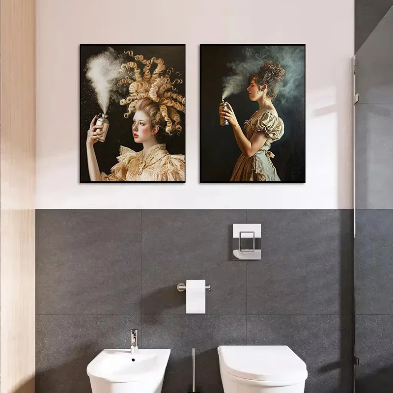FramelessVintage Stinky Dark Academia Funny Bathroom Toilet Bad Smell Poster Canvas Painting Wall Art Pictures Home Interior Dec