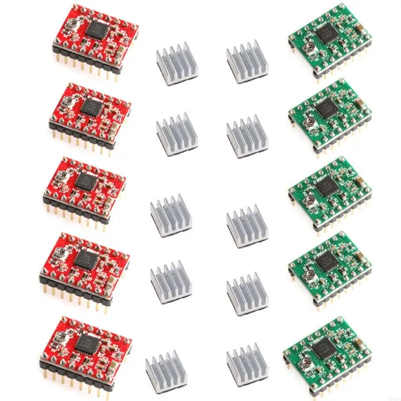 B46A 5PCS A4988 Stepstick Pololu Stepper Driver Module + Heatsink voor Reprap 3D -hellingen