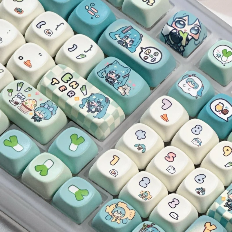 2024 New Miku Theme Keycaps 131 Key Xoa Cherry Profile Pbt Hot Sublimation Mechanical Keyboard Customized Cute Keycaps