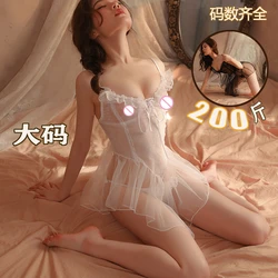 Plus Size Bridal Erotic Lingerie Honeymoon See-through Sexy Pajamas Valentine's Day Gifts Suspender NIghtdress Wedding Babydolls