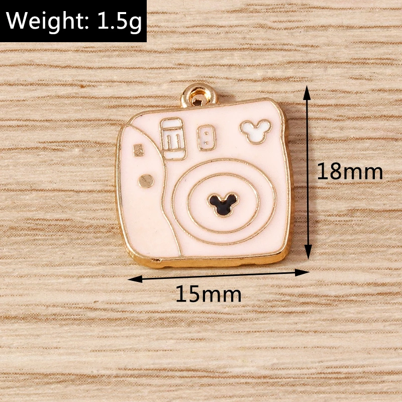 10 Stück 15x18mm Niedliche Emaille-Kamera-Anhänger für Ohrhänger, Halsketten, Armbänder, DIY-Bastelarbeiten, Schmuckherstellung, Zubehör – Detail 1
