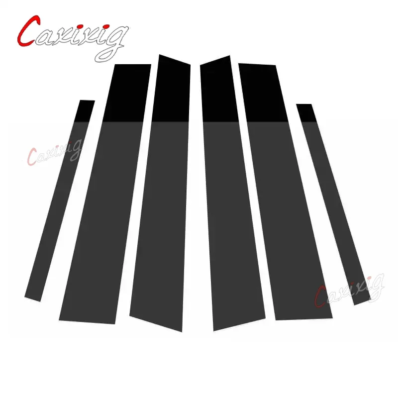 6x Carbon Fiber Black Car Door Window Column BC Pillar Post Trim PC Material Sticker For Volkswagen VW Passat B6 B7 B8 2005-2022