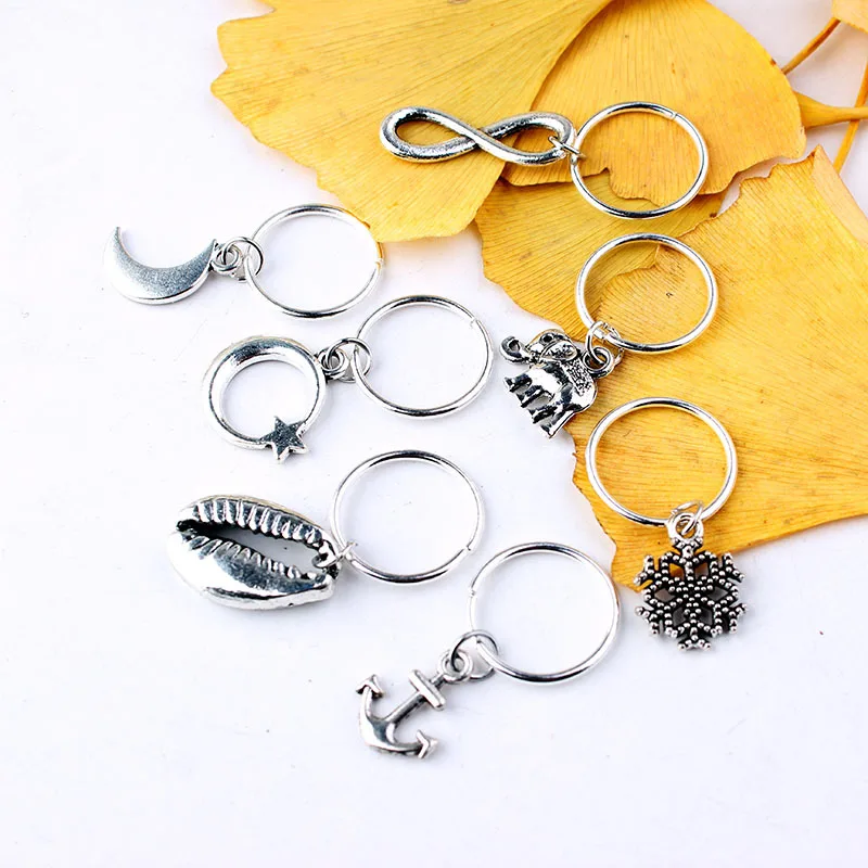 5 Pcs/set Shell Hair Braid Jewelry Stars Moon Gold Silver Hard-wearing Easy To Use Cuffs for Individuality Hair Braid Rings