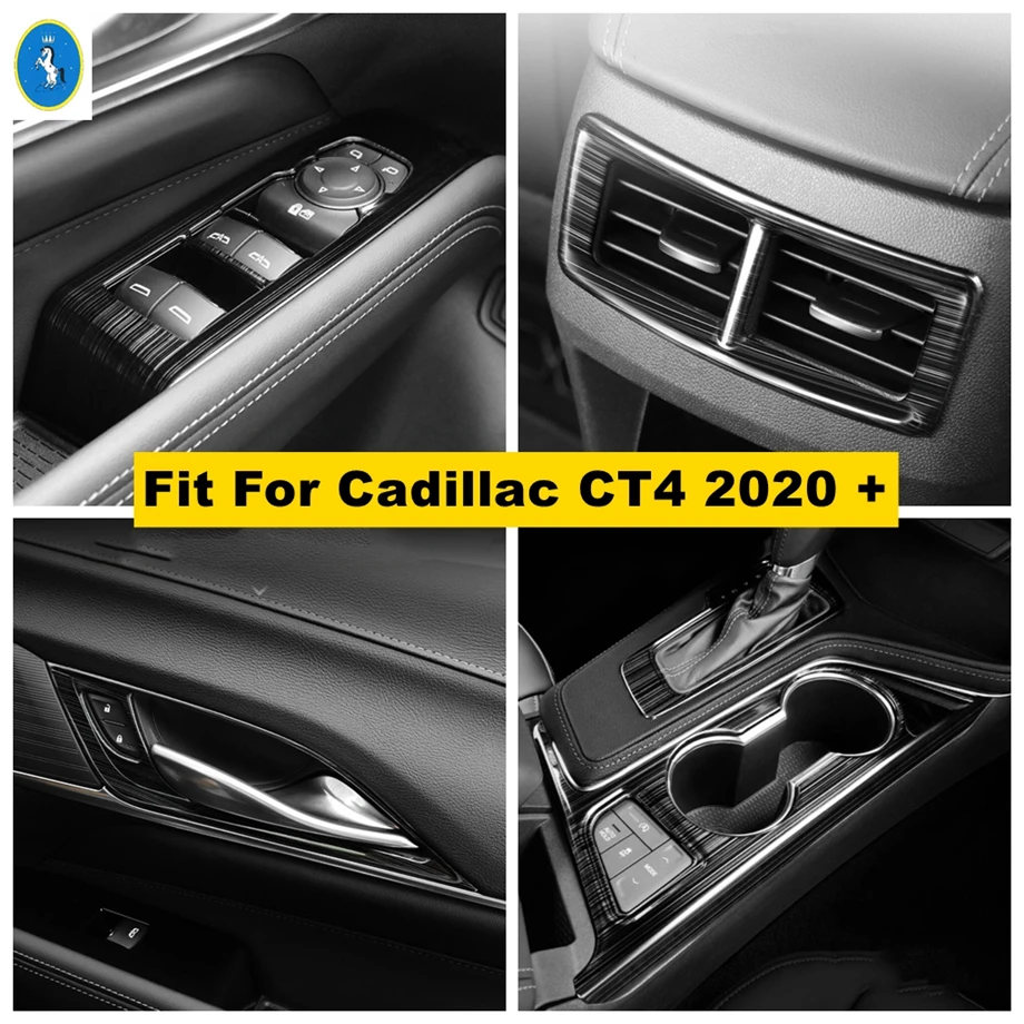 

Door Handle / Glass Lift Button / Gear Box / Rear Air Outlet Panel Cover Trim For Cadillac CT4 2020 - 2022 Black Car Accessories