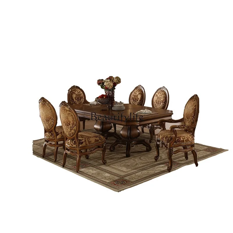 

American solid wood dining table simple restaurant small apartment dining table