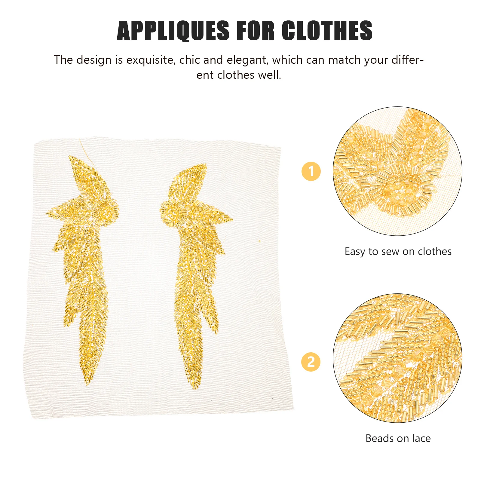 

1Pair Chest Shoulder Appliques Exquisite Wing Tube Beads Decoration for Wedding Dress Clothes Belt Hat Sewing Clothing