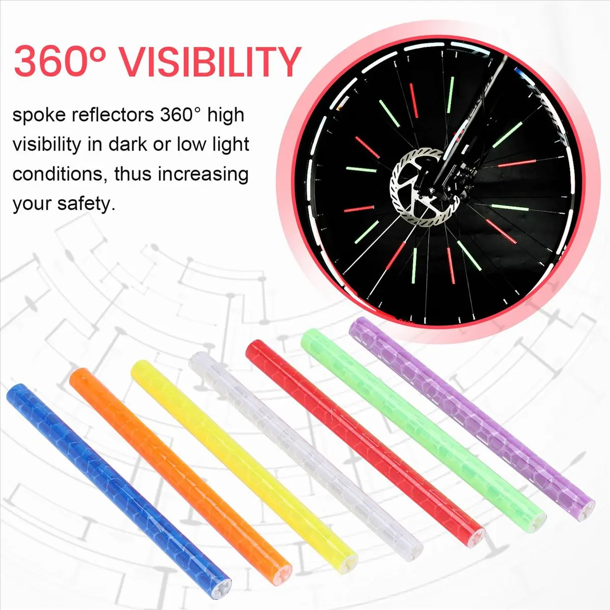 AA755 Superior 84 Pieces Spoke Reflectors Bicycle Spokes Reflector Warning Strips Bicycle Spokes Bicycle Spoke Reflective