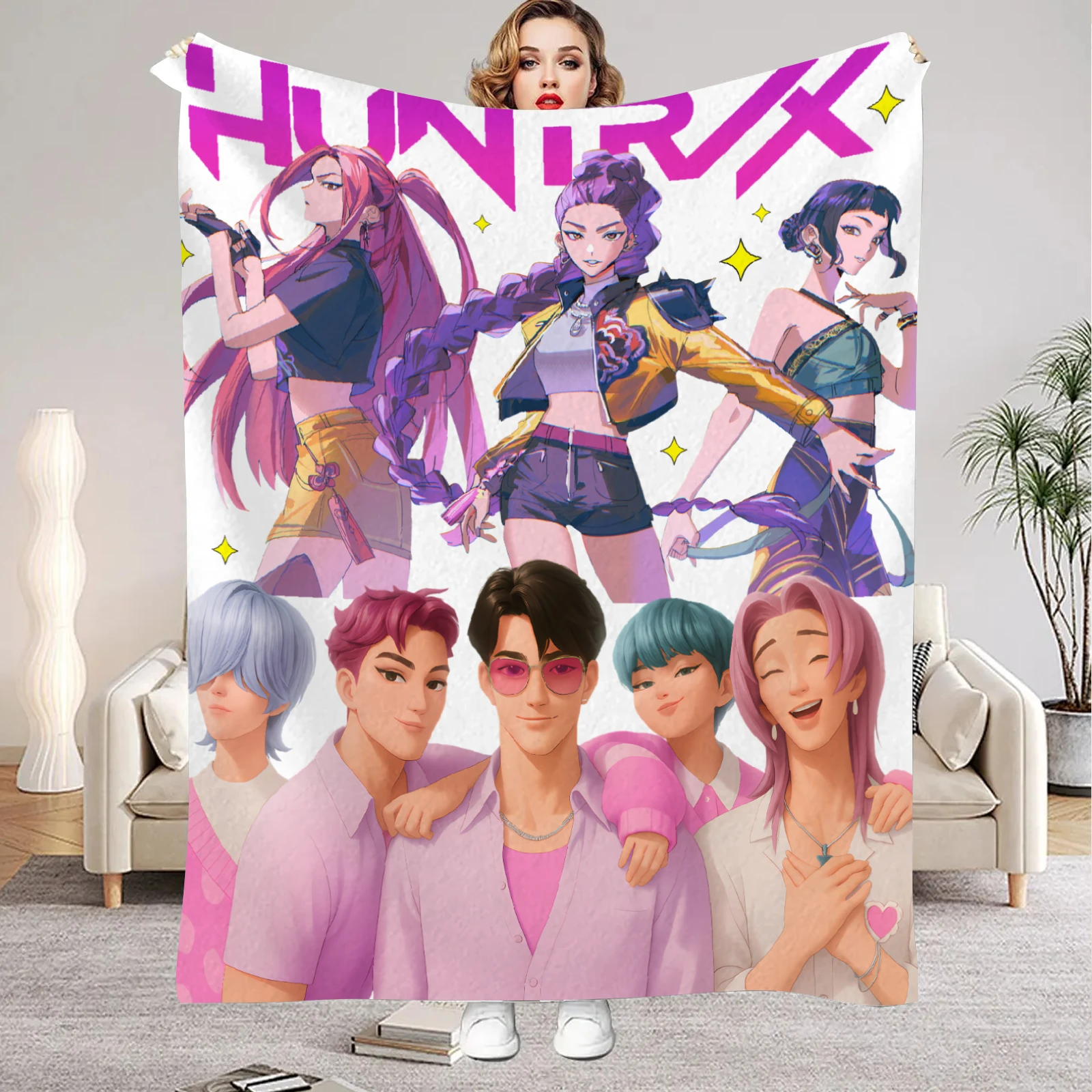 بطانيات kpop شيطان الصيادين هانتريكس جودة لينة دافئة رمي بطانية الشتاء الاطفال الأريكة السرير رقيق المفرش #1