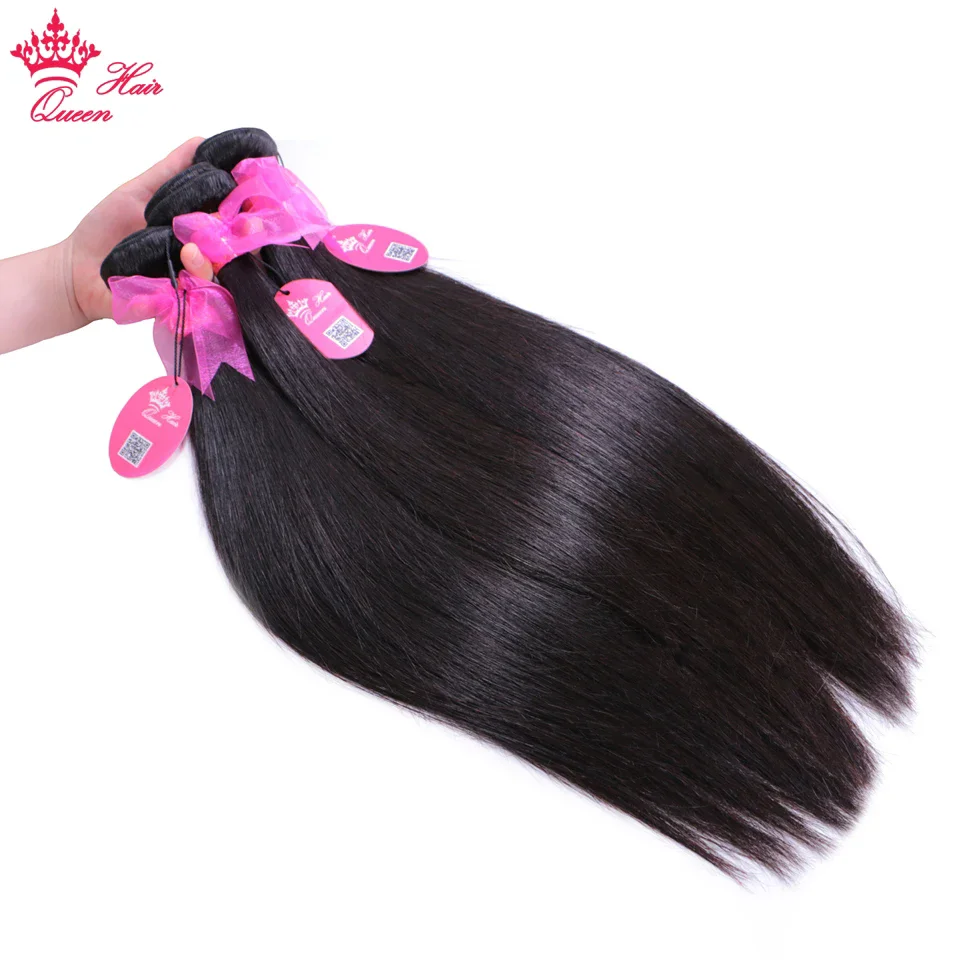 Queen Hair Straight Bundles With HD 2x6 Closure Brazilian Raw Virgin Human Hair Weave Bundles With HD Lace Closure