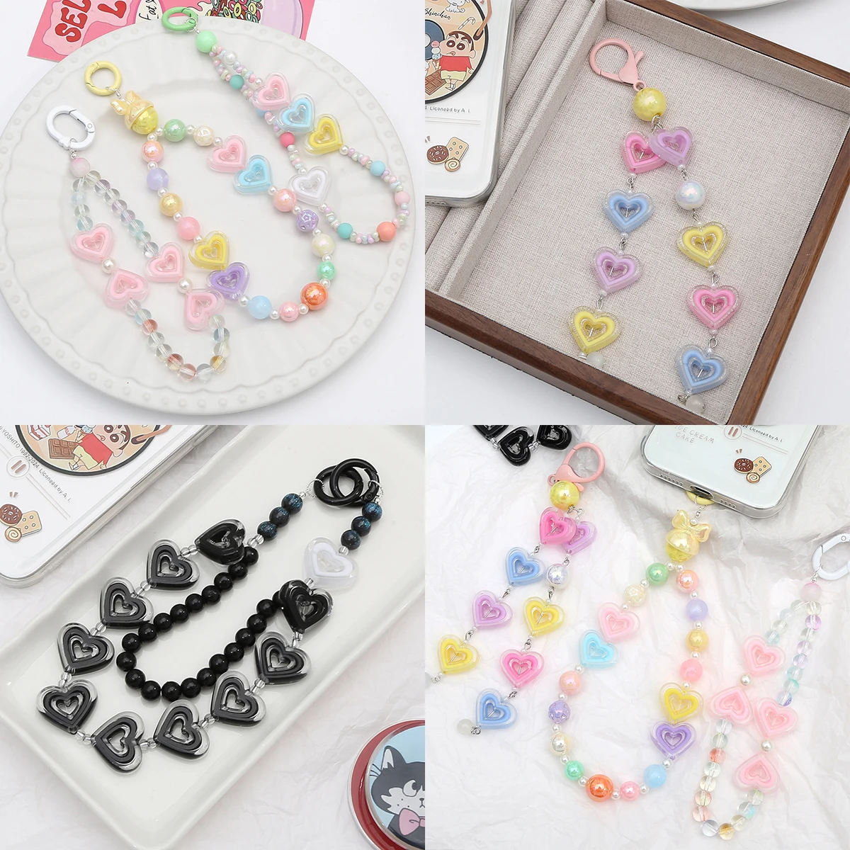 5Pcs Acrylic Transparent Circle Beads, Heart Beads, String Beads, Handmade DIY Making Jewelry, Earrings, Necklaces, Jewelry Acce