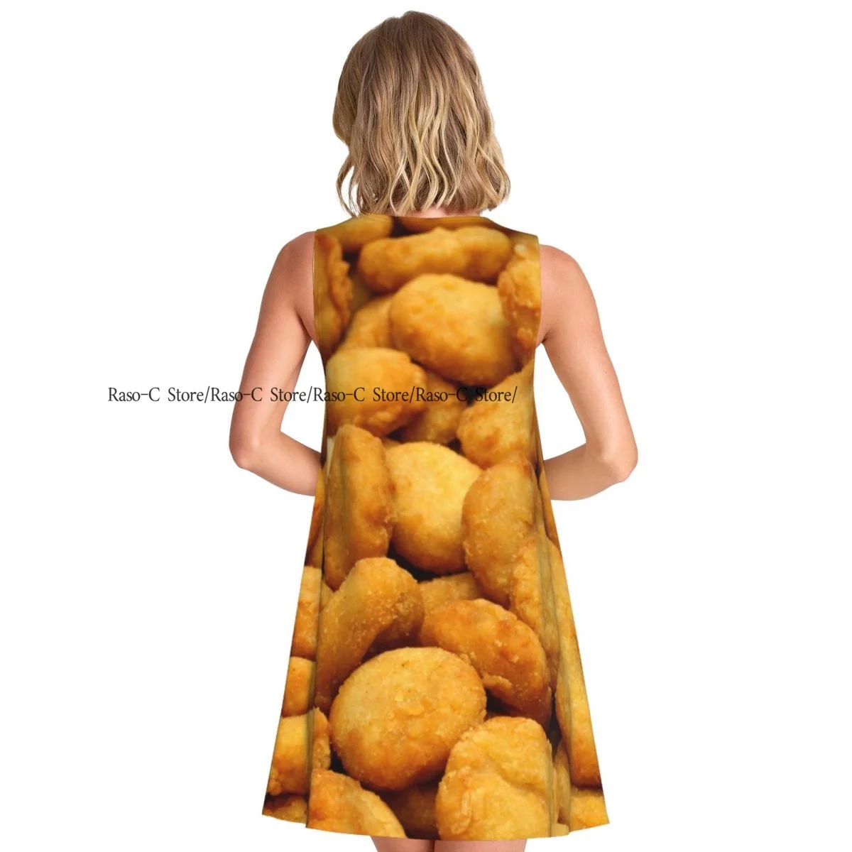 Women's Dress Tasty Chicken Nuggets Summer Casual T Shirt Beach Cover up Tank Dress