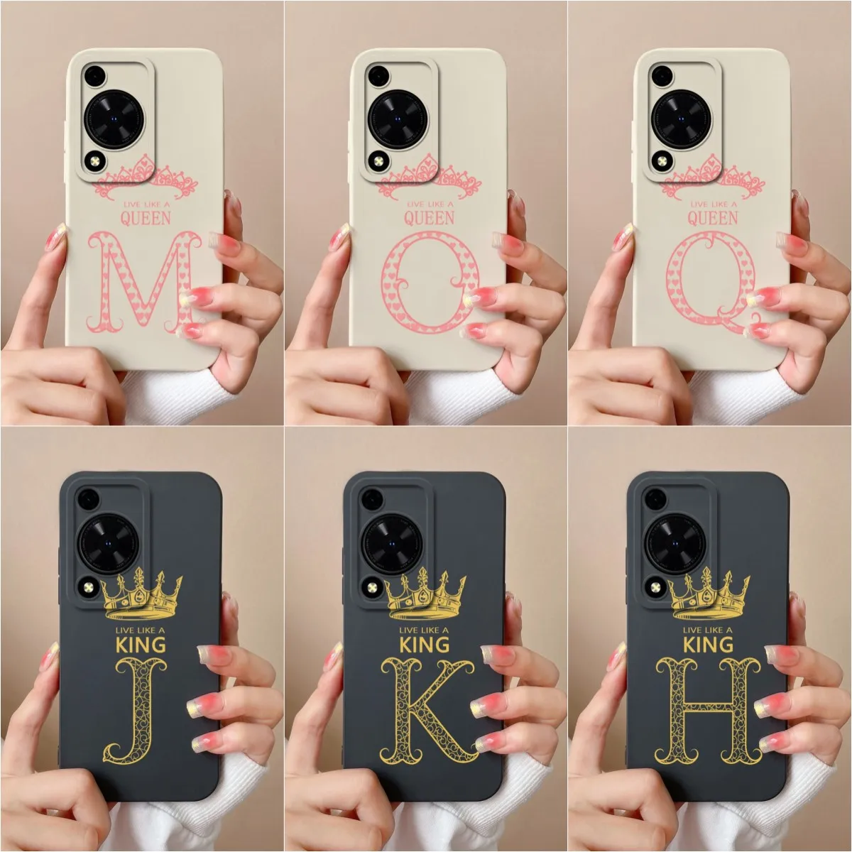 Liquid Silicone For Huawei Nova Y72 4G Y 72 Cover Case Luxury A-Z Letters Couple Case Shockproof Matte Popular Phone Bags Fundas