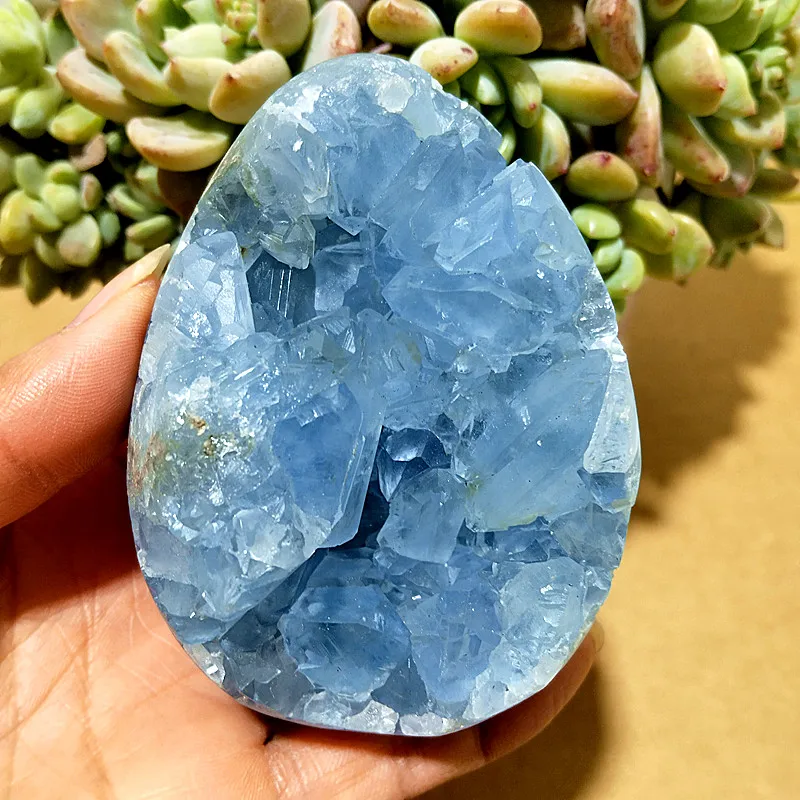 Natural Stone Celestine Crystal Mineral Specimen Room Decoration Blue Stons  Cluster Feng Shui Energy Healing