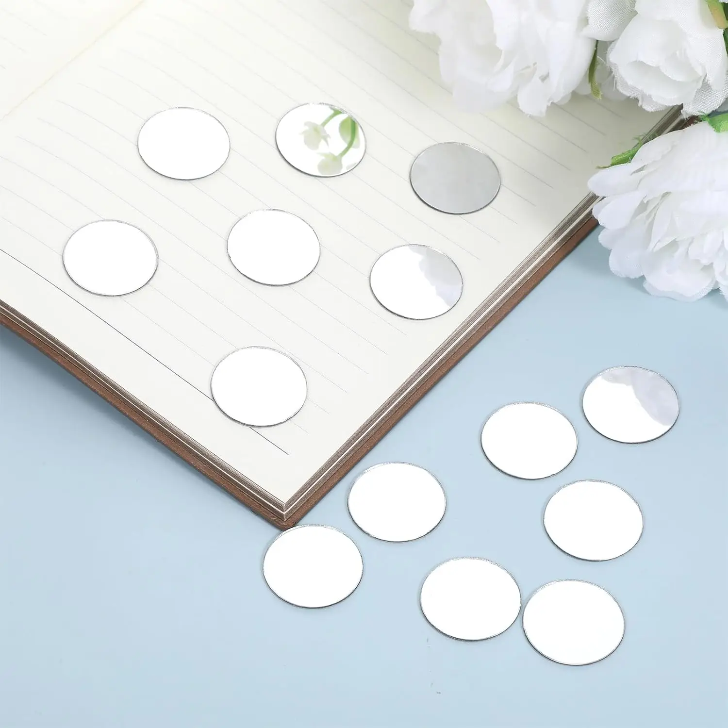 100 Pcs Mini Acrylic Round Mirror 1 2 4 Inch Small Mirrors for Crafts Self Adhesive Mirror Stickers Mosaic Mirrors Tiles for DIY