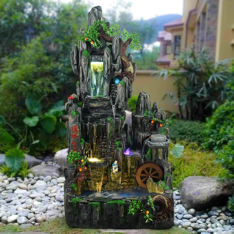 

Смола рокарий вестибюль украшение дома аксессуары для дома фэн-шуй колесо увлажнитель счастливая рыба пруд бонсай