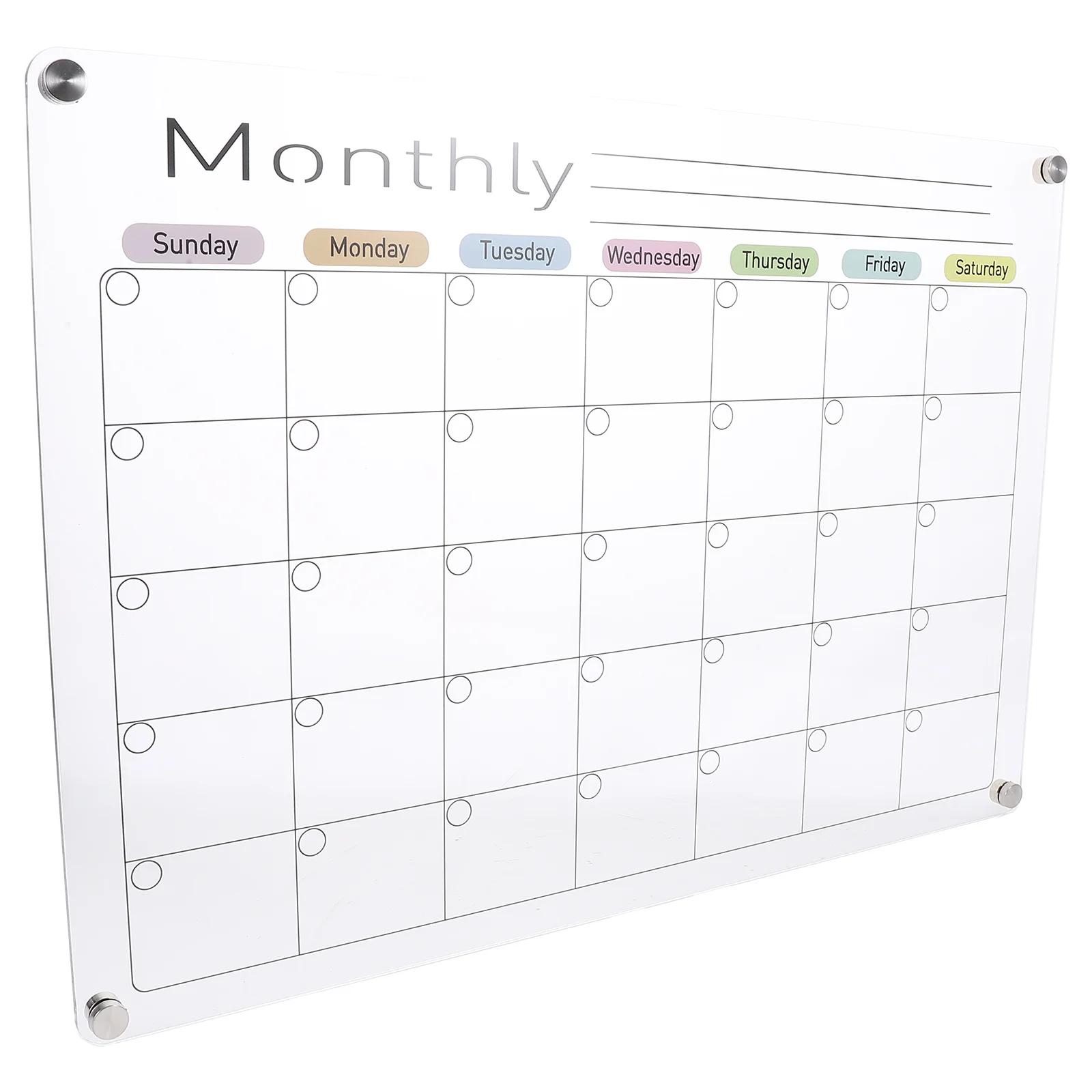 Acrylic Wall Calendar Board Erasable Message Refrigerator Note Display (monthly Calendar) Magnet Fridge Magnetic Whiteboard