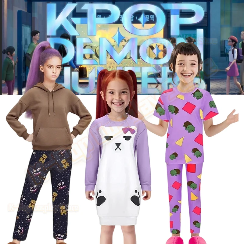 

New 2026 Rumi Mira Zoey Girls Cosplay Home Wear Cartoon Demon Hunter of KPop Disfraz Costume Kids Halloween Carnival Party Cloth