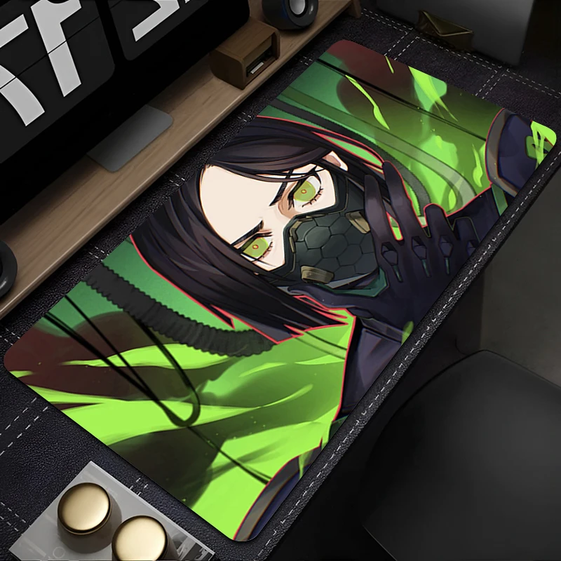 แผ่นรองเมาส์สำหรับเล่นเกมวี-วาโลแรนท์ ไวเปอร์ออกแบบแผ่นรองเมาส์ยางกันลื่นเย็บขอบโต๊ะแผ่นรองคีย์บอร์ดแผ่นรองเมาส์สำหรับเล่นเกมและงานสำนักงาน