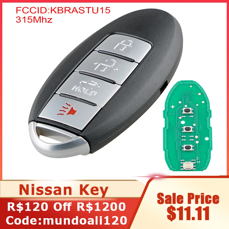 

315Mhz 4 Buttons Modified Remote Car Key KBRASTU15 Fit for Nissan 2003 2004 2005 2006