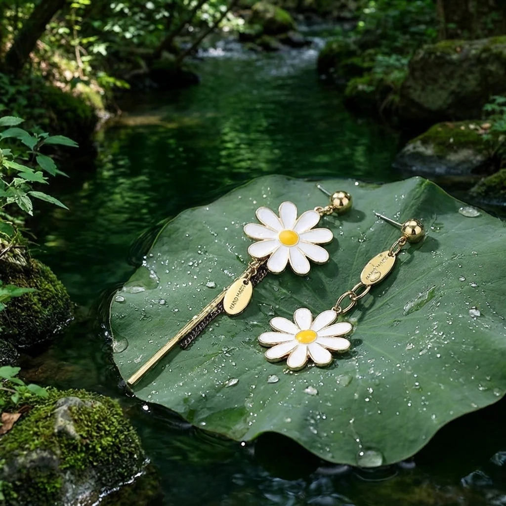 Summer New Korean Floral Daisy Flower Drop Earrings Fashion Fresh Sunflower Asymmetric Earrings Ears Jewelry Brincos Gift