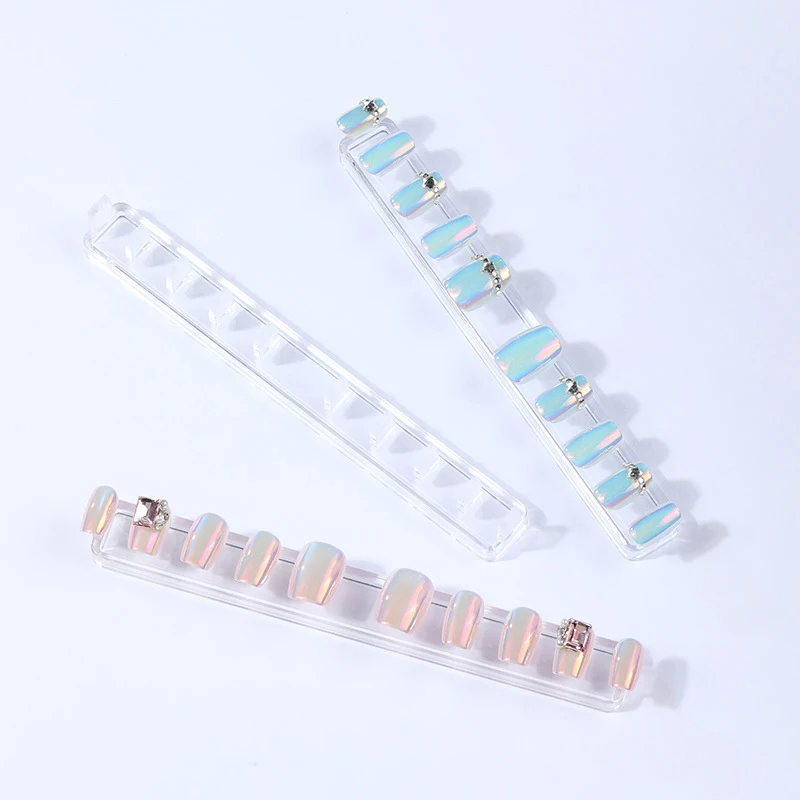 PS Transparent Nail Practice Display Holder False Tip Practice Stand Crystal Base Display Salon Nail Practice Integrated Holder