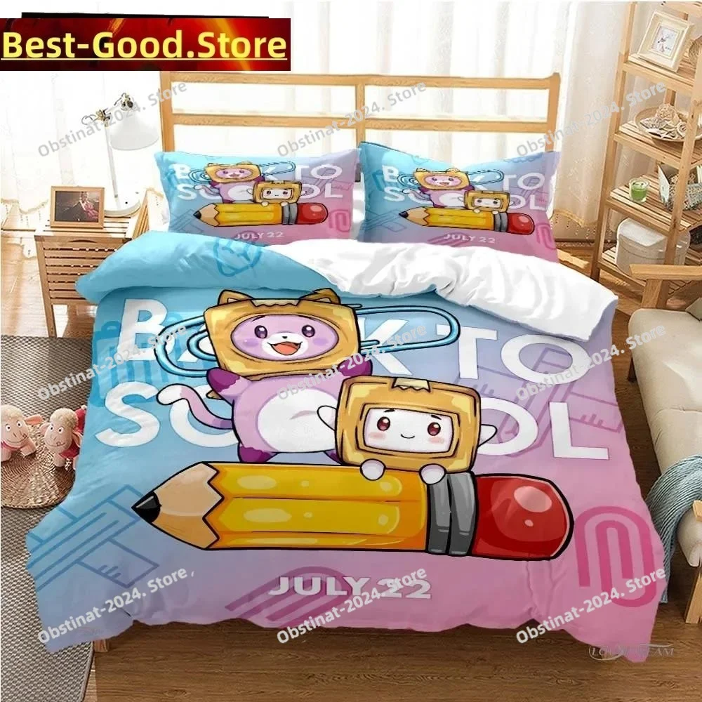 

L-Lankybox Animated Movie All Season Duvet Cartoon Cover Bedding Sets Soft Quilt Cover and Pillowcases SingleDoubleQueenKing