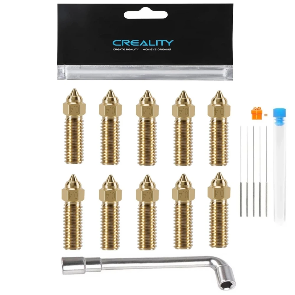 

Creality K1 Brass Nozzles Kit, 3D Printer High Speed Nozzles with Wrench Kit for K1, K1 Max, Ender 3 V3 KE, CR-10 SE, CR-M4