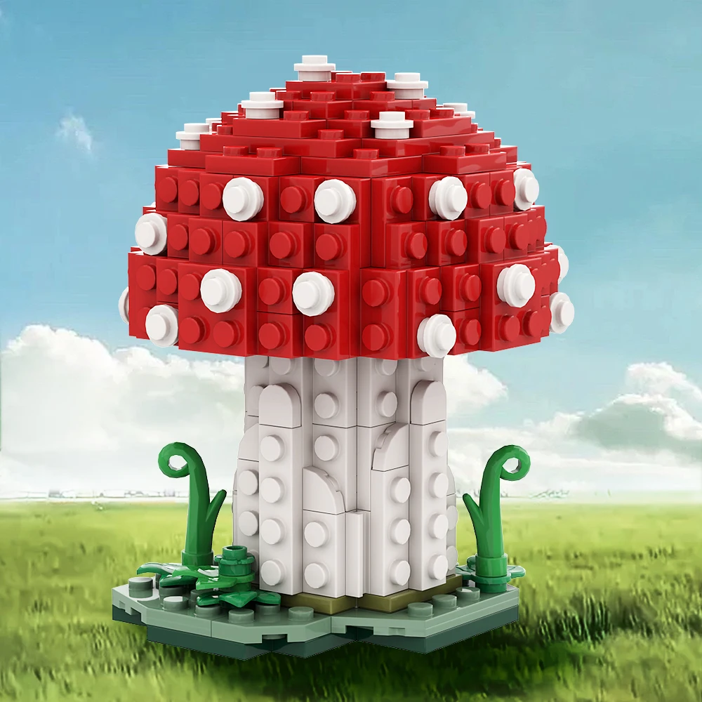 

Gobricks MOC Amanita Muscaria Mushroom Bricks Set reativity Mushroom House Building Block Set Education Toys For Kids Gift