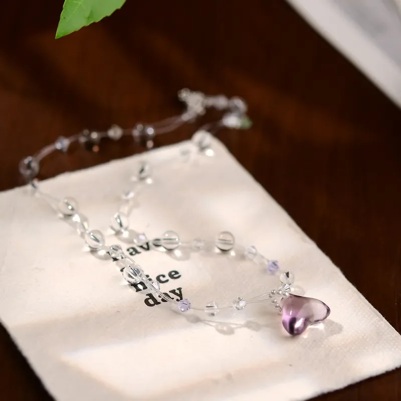 Amethyst Necklace Summer Fresh Crystal Splicing Fishtail Pendant Niche Premium Amethyst Fishtail Chain