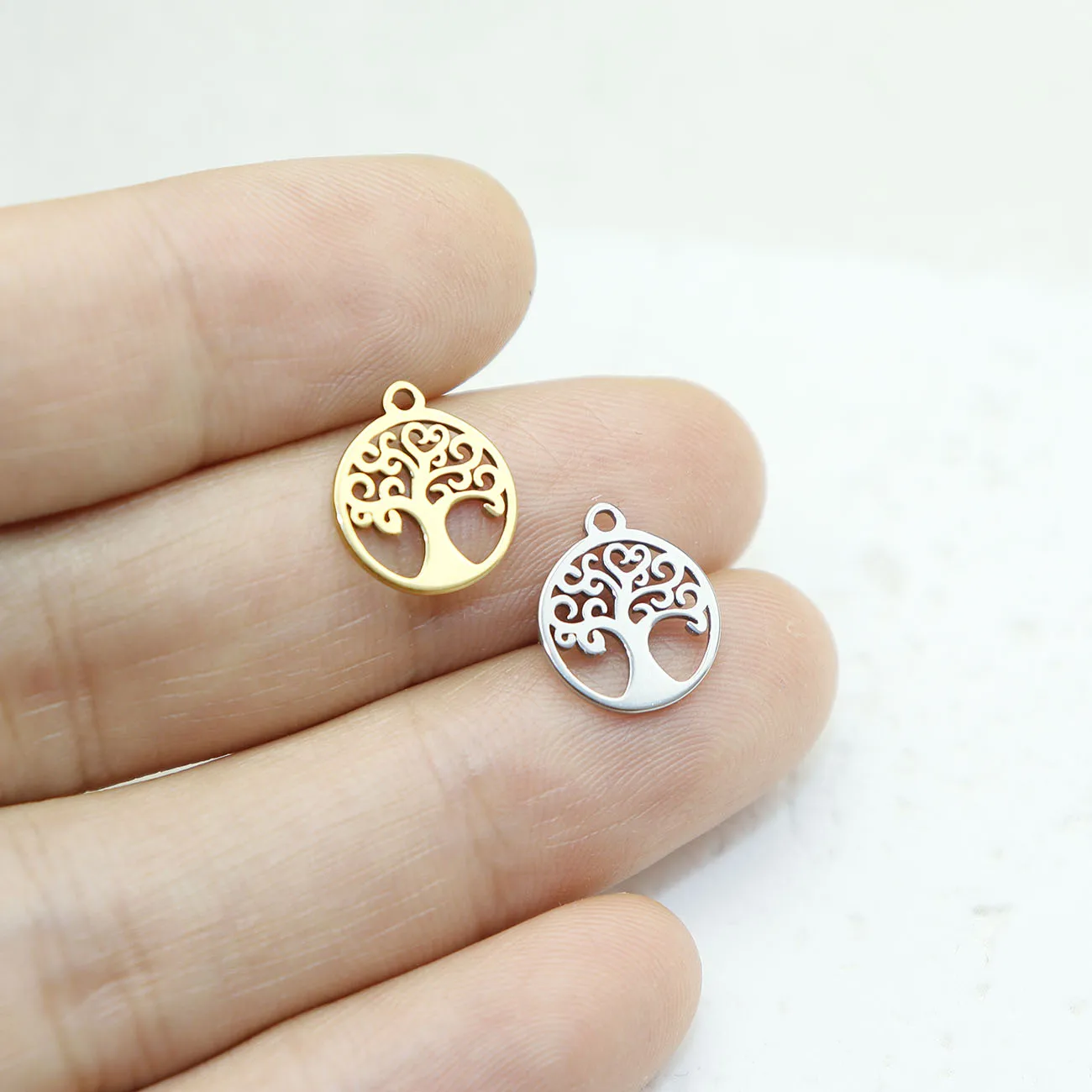 Wholesale10pcs Stainless Steel Trendy Hope Tree DIY Fashion Jewelry Bracelet Hand Making High Quality Vacuum Plated WaterProof