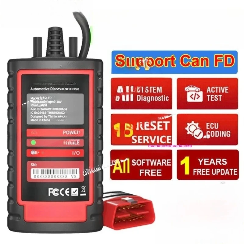 

THINKCAR Thinkdiag 2 EDIAG PLUS ALL SYSTEM OBD2 Scanner Support CAN FD Fit for GM Car Brands Full Software 16 Reset Function