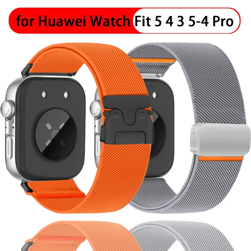 Nylonarmband für Huawei Watch Fit 4-5 Pro, elastisches Sportarmband mit magnetischer/Fallschirmschnalle, atmungsaktives Armband für Huawei Watch Fit 5 4 3
