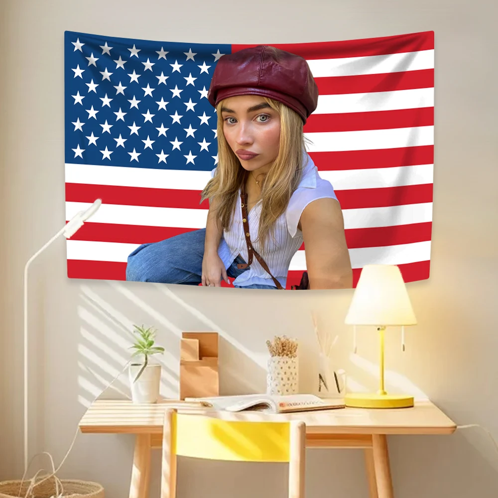 American Pop Singer Sabrinas Tapestry Carpenters Home Decor Wall Hanging Bedroom Dormitory Background Cloth Concert Banner