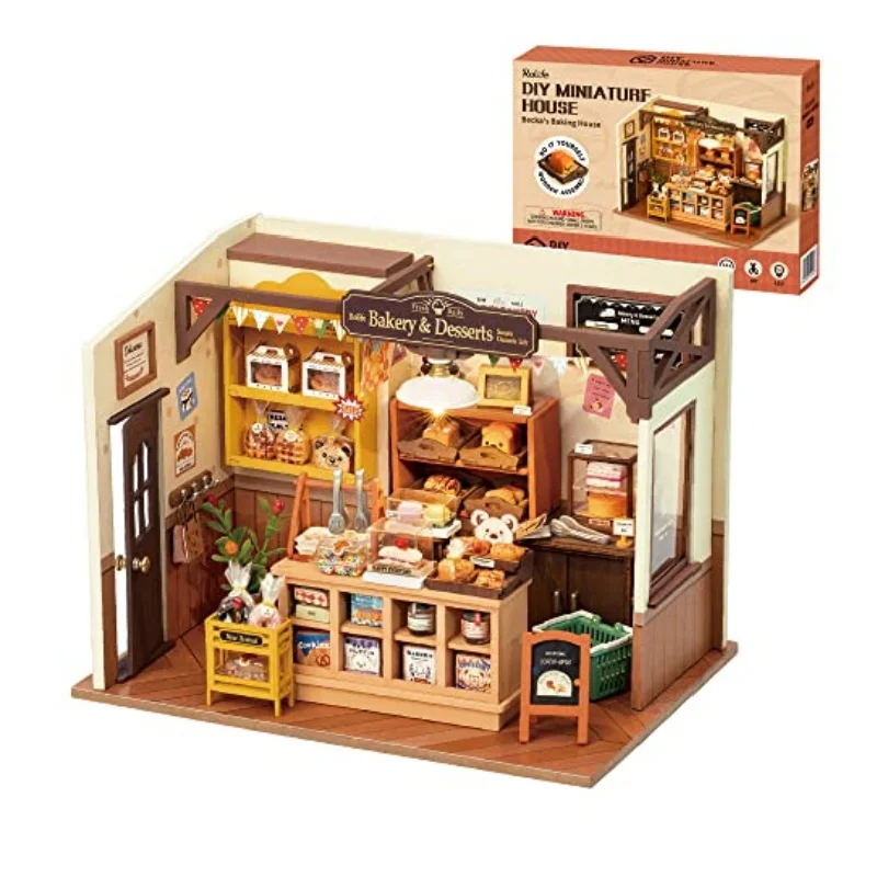 

Robotime Rolife Miniature House Kit 1:20 DIY Miniature Dollhouse Kit with LED Lights for Women and Men