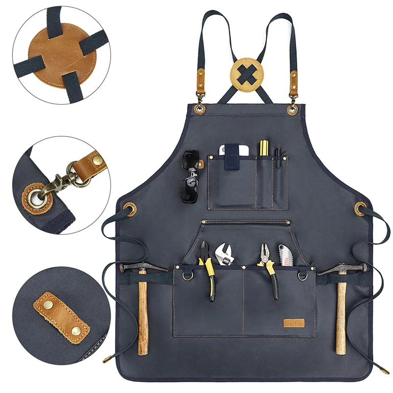 Thick Canvas Apron Garden Worker Overalls Adjustable Waterproof Oil Cover Garment Factory Wholesale Tall adult Craftsman Apron