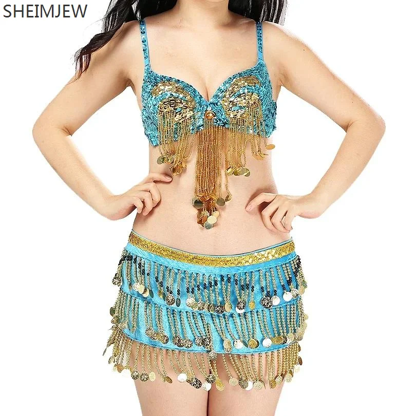 Women Belly Dance Bra Short Skirt Carnival Tassel Bra Sequin Belly Dance Stage Show Costumes Ds Nightclub Belly Dance Split Suit