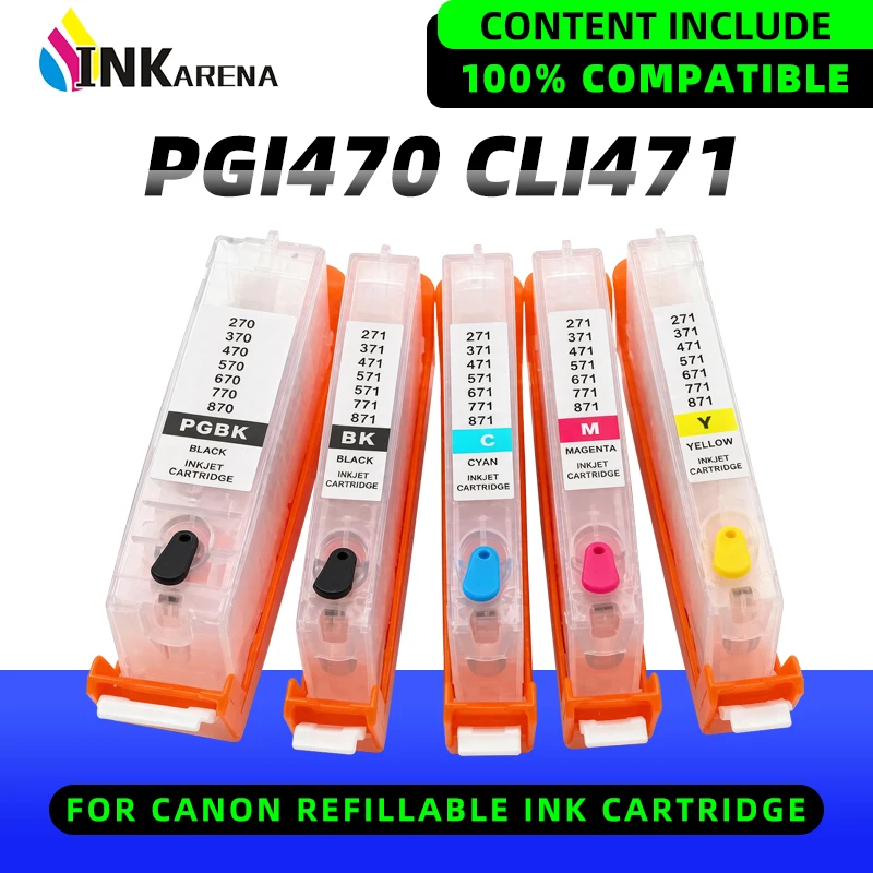 Refill Empty PGI-470 CLI-471 Ink Cartridge for Canon PIXMA MG5740 MG6840 TS5040 TS6040 Compatible Refillable Cartridge