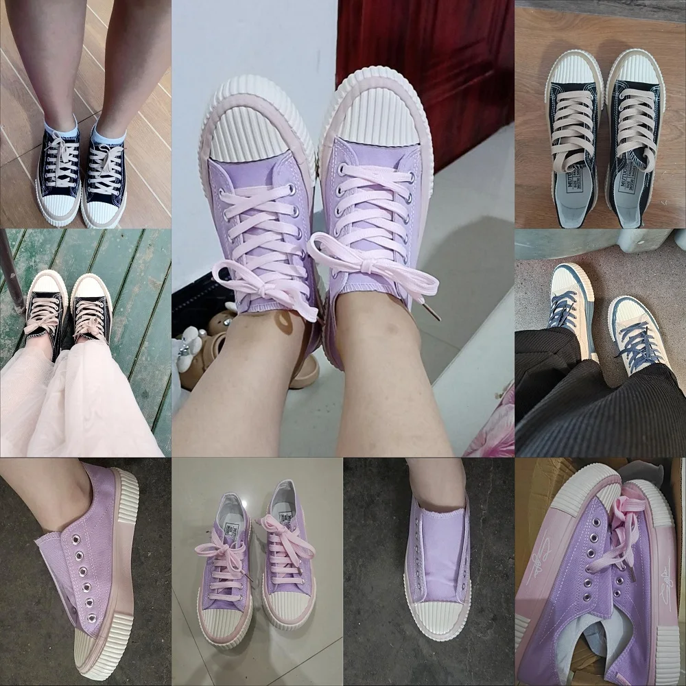 Purple Ladies Canvas Shoes Spring Woman Sneakers Shoes Girls Student Canvas Vulcanized Shoes Colorful Lace-up Female Shoes