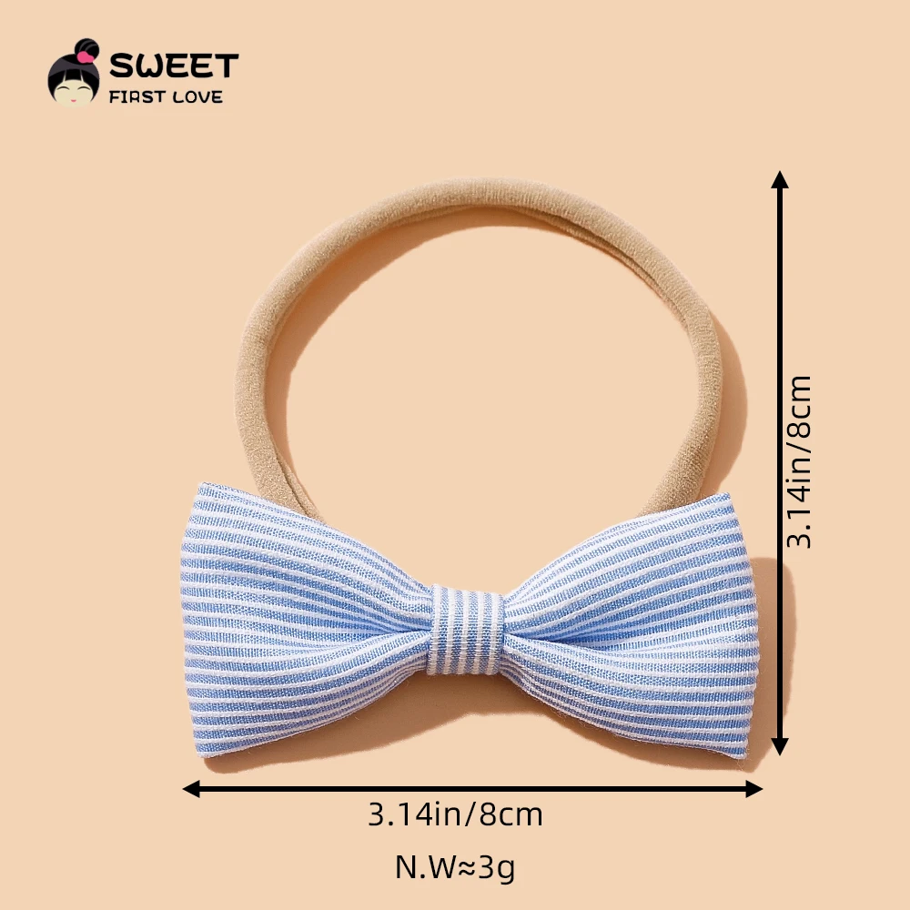 Hair Bands Newborn Blue Series Bow Flowers Headband Soft Elastic Nylon Hair Bands For Kids Girls Headwear Baby Hair Accessories