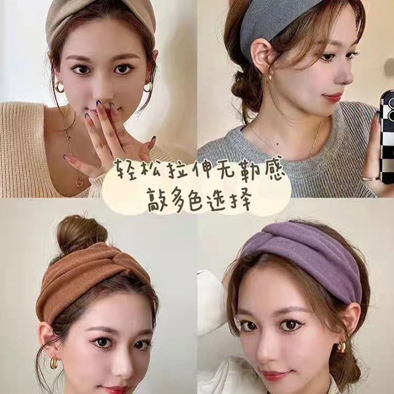 Autumn And Winter Temperament Headband Wide-Brimmed Headband Female Tying Hair Simple Wash Headgear Daily Wear Hair Accessories