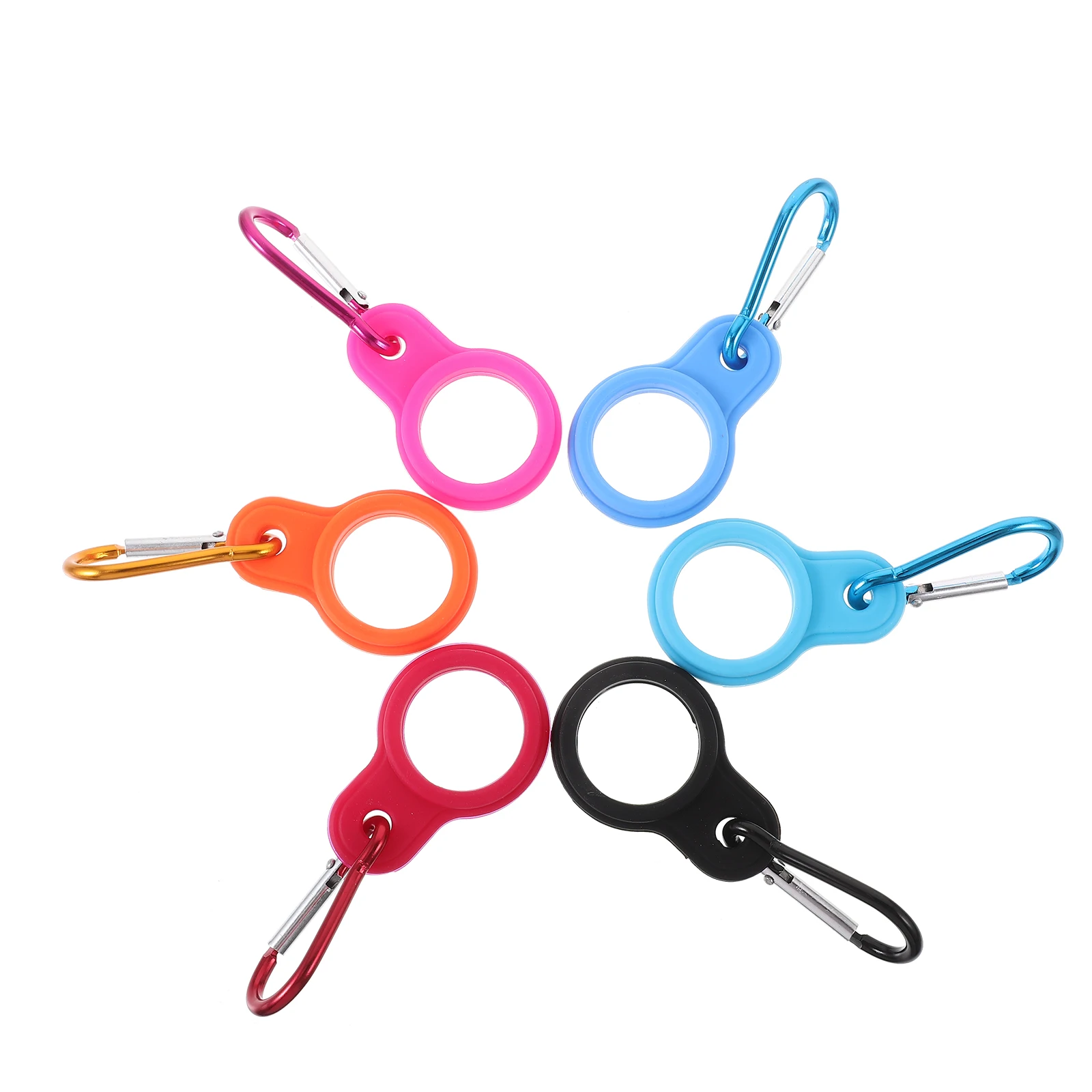 

6pcs Water Bottle Kettle Hanger Durable Silicone Alloy Backpack Camping Supplies Carrying Buckle Red Black Orange