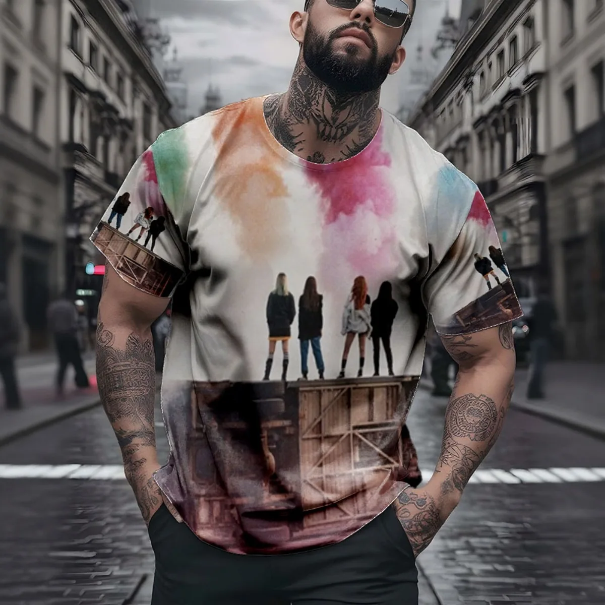 Rosa Área Vintage Vol.012 2025 nueva llegada moda hombres corto Sve All-Over camiseta estampada diseño único All-Over Print