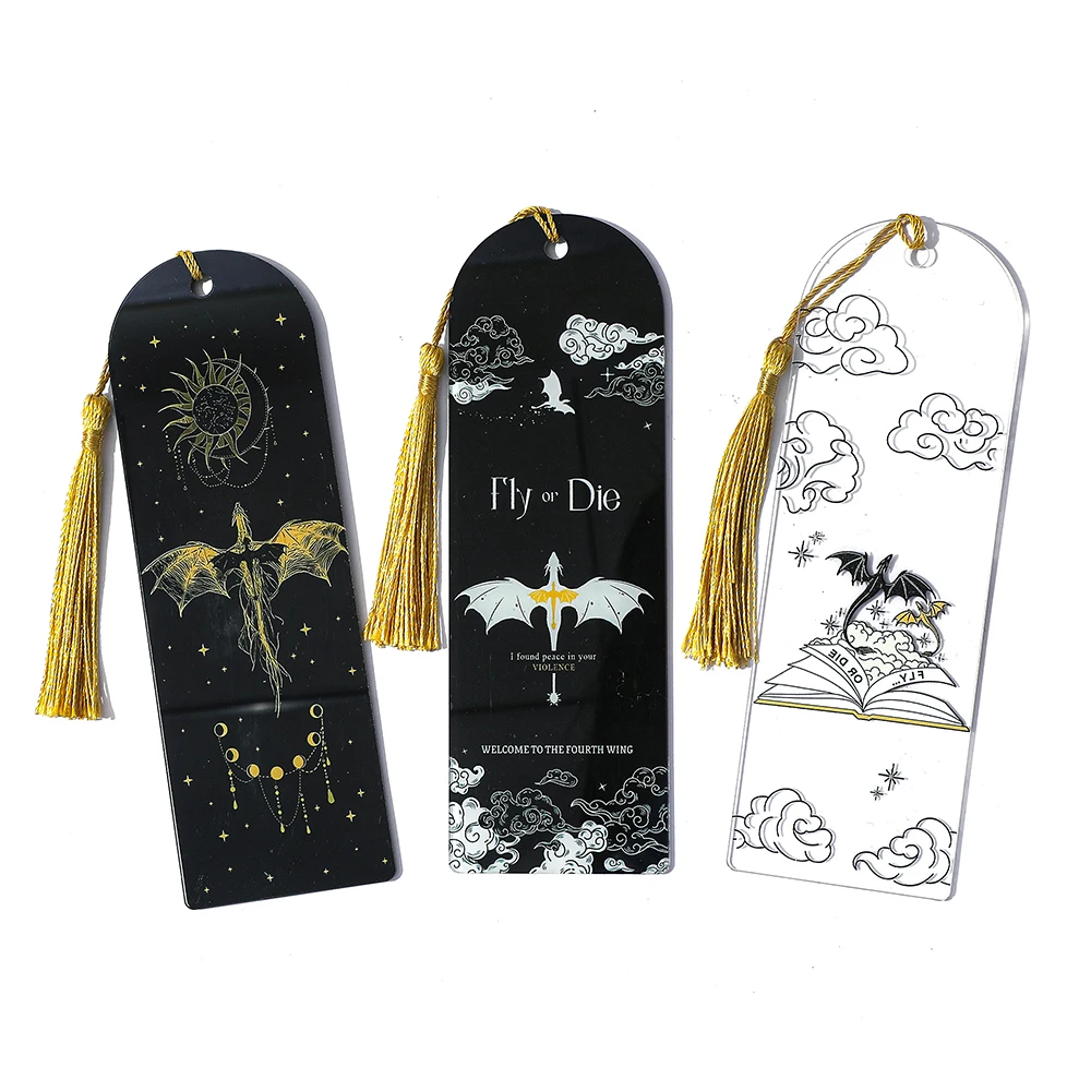 

1/3 Pcs Dark Style Acrylic Bookmarks, Cartoon Dragon Series Bookmarks, Reading Markers, School Office Supplies For Book Lovers.