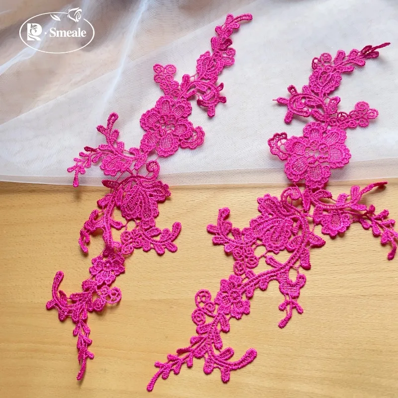 5 -10Pair.  Soluble Lace on The Flower  Lace Fabric Sewing Trim Wedding Dress Applique Lace Patch  RS897