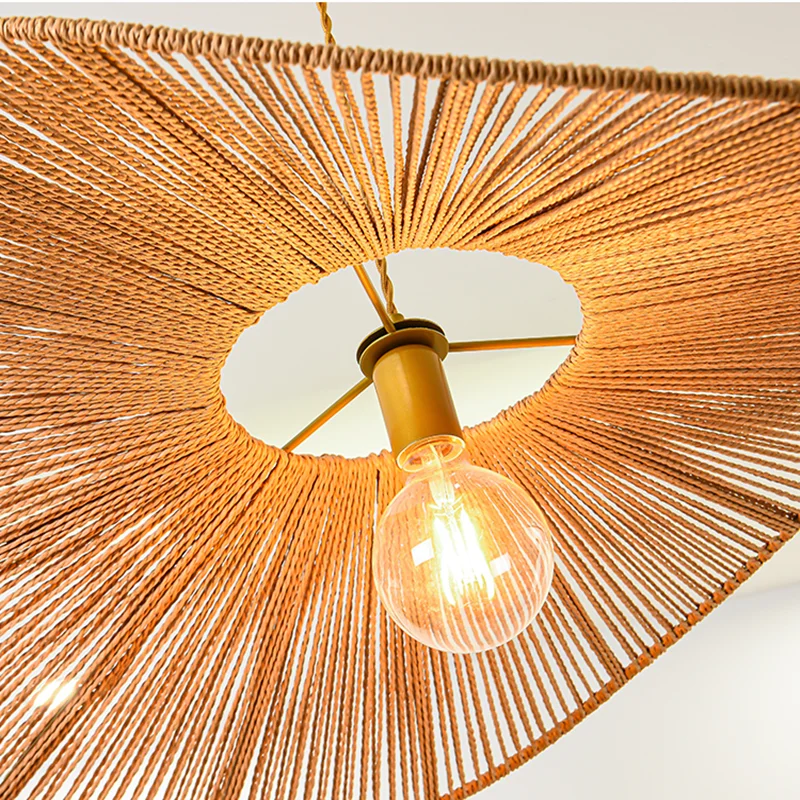 Nordic Vertigo Retro Wabi Sabi Chandelier Creative Pendant Lights Hand Woven Bamboo Hanging Lamps for Bedroom Living Dining Room - Image 6