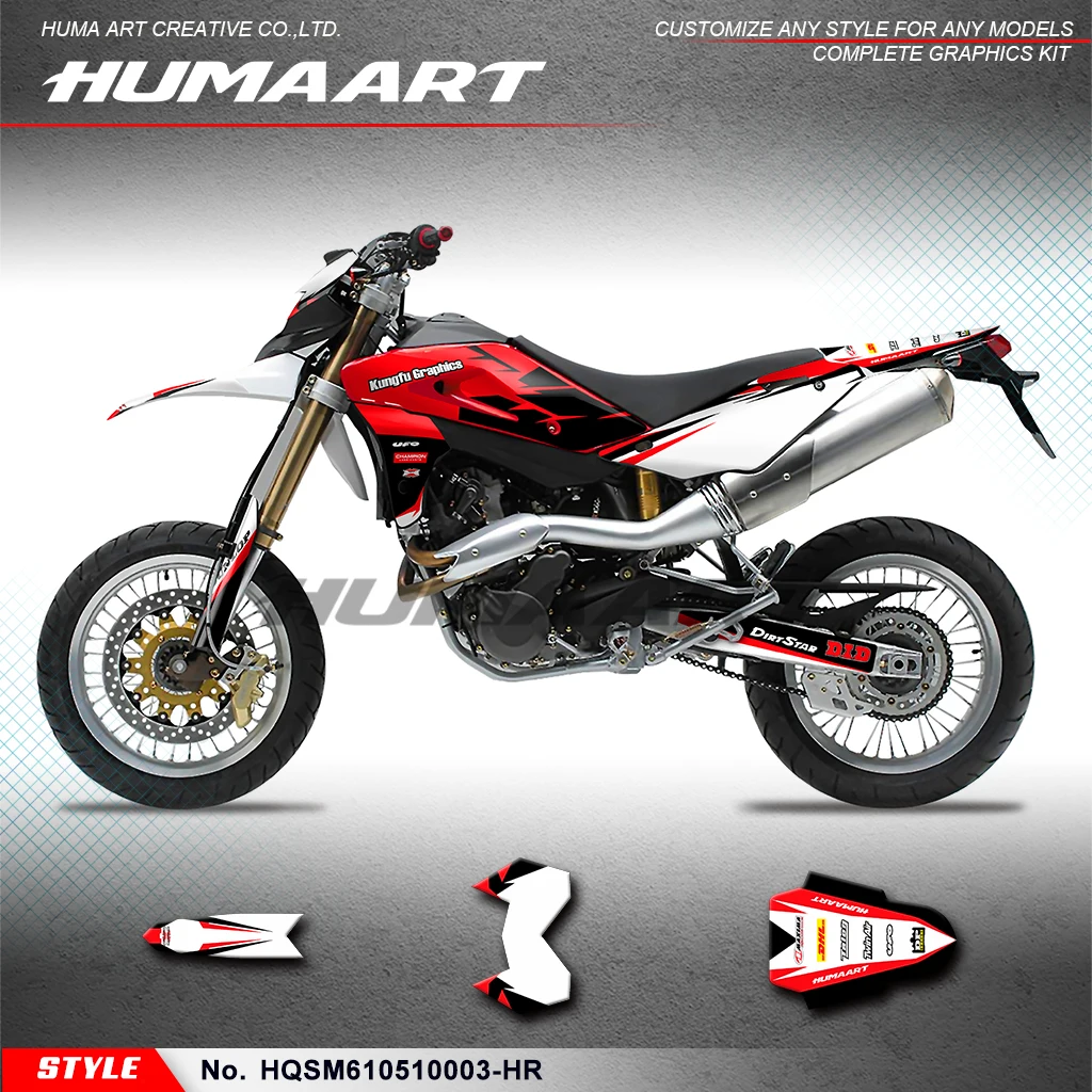 HUMAART Sticker MX Decal Kit for Husqvarna SM 610 2005 2006 2007 2008 2009 2010, HQSM610510003-HR